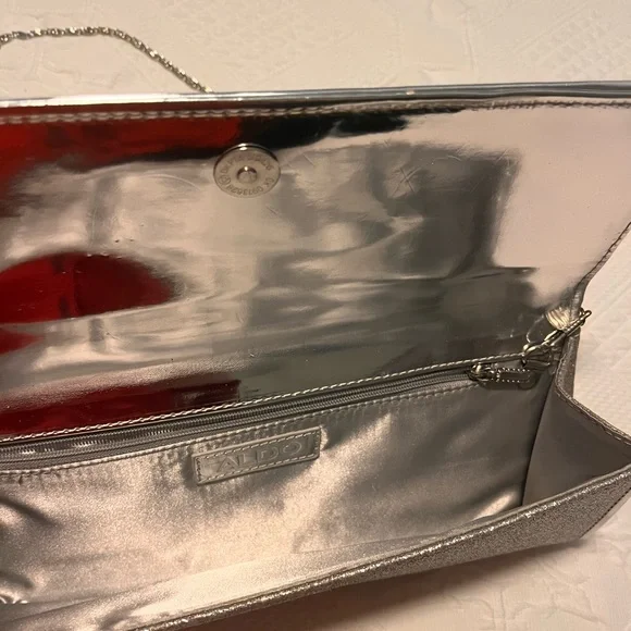 Sold…Aldo beautiful silver clutch or crossbody purse - Picture 10 of 16